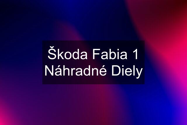 Škoda Fabia 1 Náhradné Diely