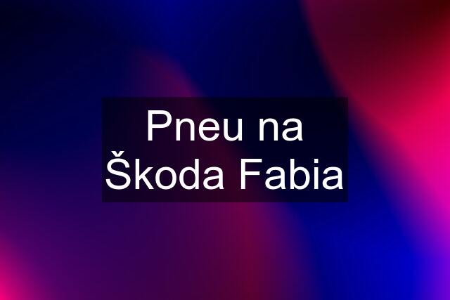 Pneu na Škoda Fabia