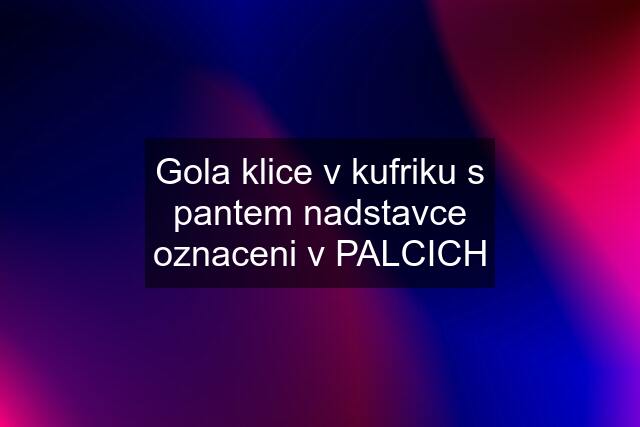 Gola klice v kufriku s pantem nadstavce oznaceni v PALCICH