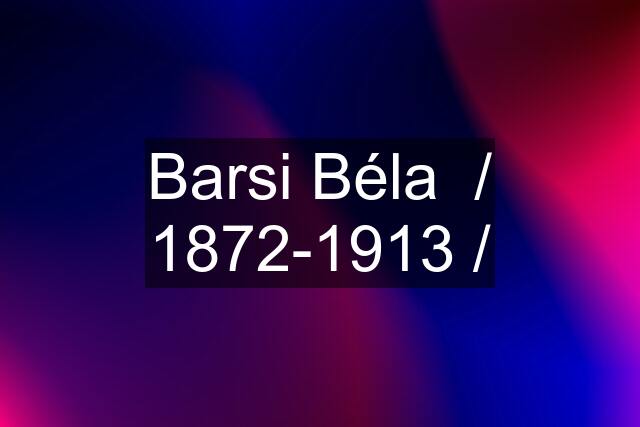 Barsi Béla  / 1872-1913 /