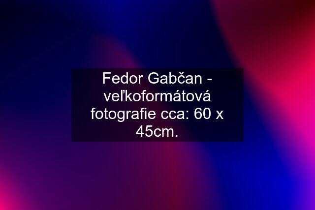 Fedor Gabčan - veľkoformátová fotografie cca: 60 x 45cm.