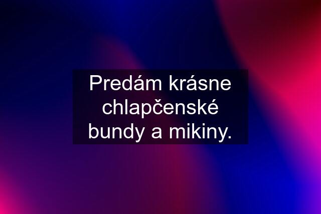 Predám krásne chlapčenské bundy a mikiny.