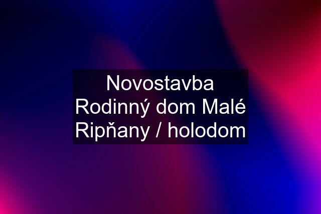 Novostavba Rodinný dom Malé Ripňany / holodom