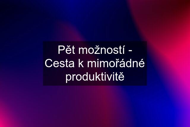 Pět možností - Cesta k mimořádné produktivitě