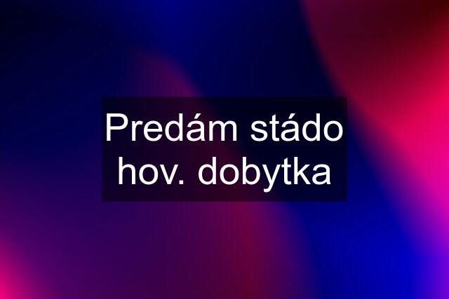 Predám stádo hov. dobytka