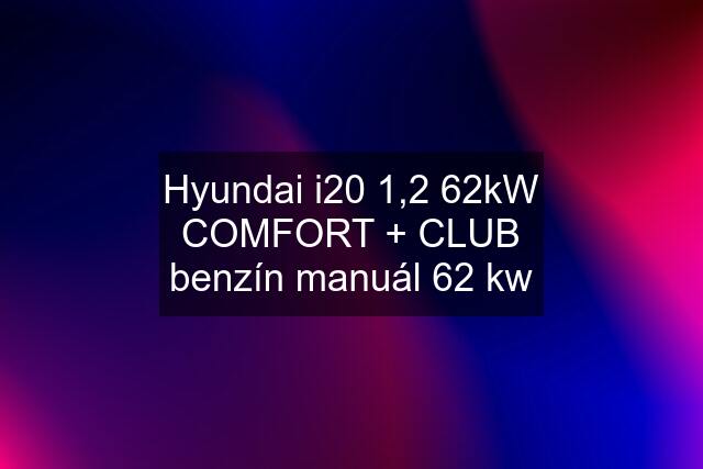 Hyundai i20 1,2 62kW COMFORT + CLUB benzín manuál 62 kw