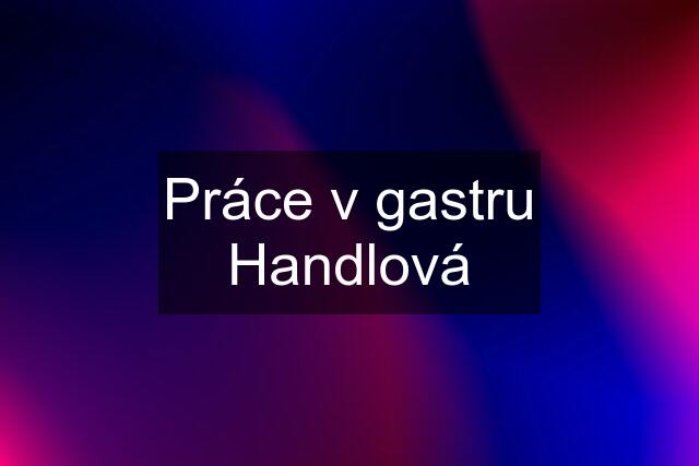 Práce v gastru Handlová