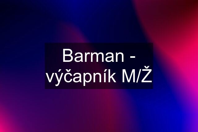 Barman - výčapník M/Ž