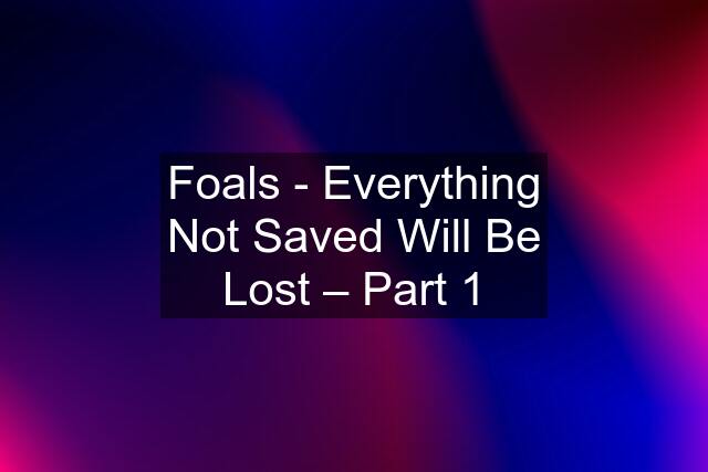 Foals - Everything Not Saved Will Be Lost – Part 1