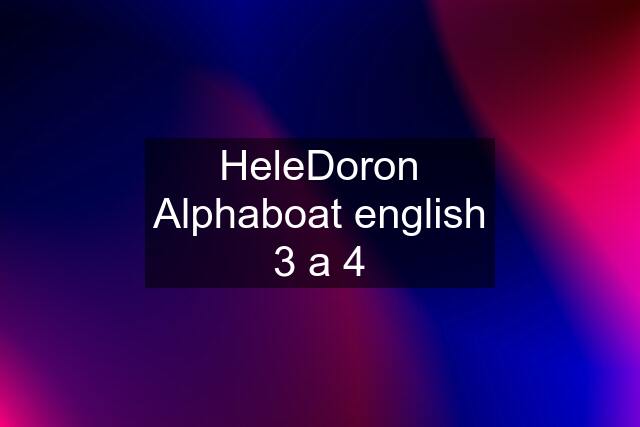 HeleDoron Alphaboat english 3 a 4