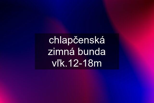 chlapčenská zimná bunda vľk.12-18m