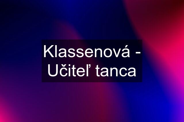 Klassenová - Učiteľ tanca