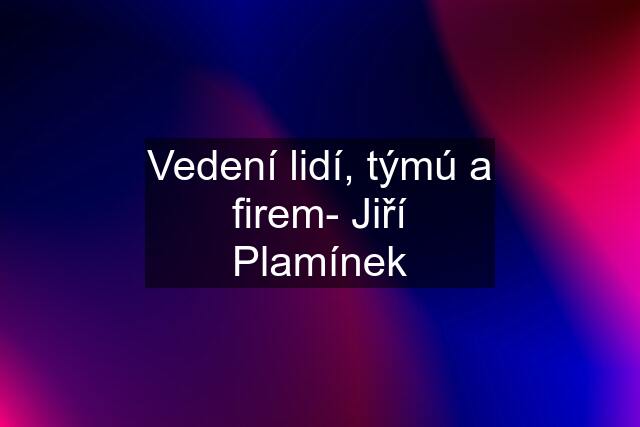 Vedení lidí, týmú a firem- Jiří Plamínek