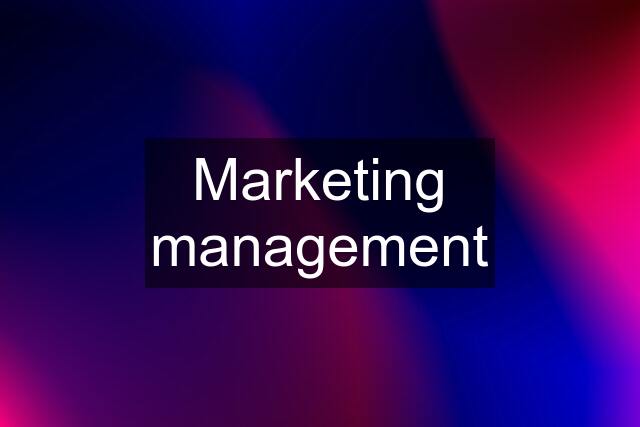 Marketing management