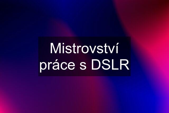 Mistrovství práce s DSLR