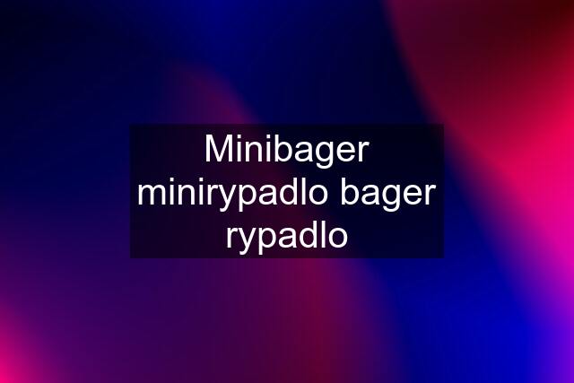 Minibager minirypadlo bager rypadlo