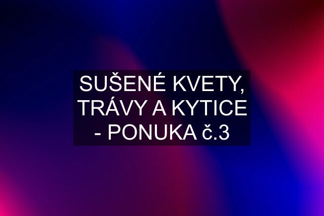 SUŠENÉ KVETY, TRÁVY A KYTICE - PONUKA č.3